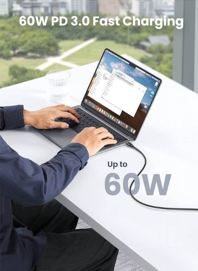 التجسيد 2 Pack كيبل USB C الى USB C بقدرة 60 واط بطول 1 متر، PD 3.0 3.1 امبير، كيبل شحن سريع متوافق مع ماك بوك برو 2022، ايباد برو 2022، سامسونج جالكسي S23/22/Z فولد/سلسلة ايفون 15، جوجل بكسل 7/6A، PS5، سويتش، الخ أ - Image 2