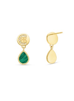CERRUTI 1881 Eletra Gold Plated Stainless Steel Malachite and Crystals Earrings for Women  - Image 3