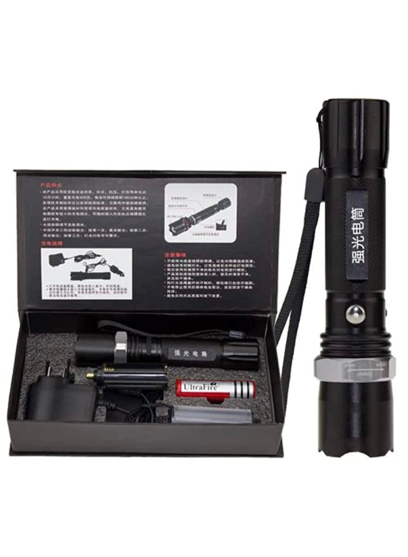 Portable Usb Rechargeable Flashlight -Cob Work Light Pen Torch Lamp Black - Image 2