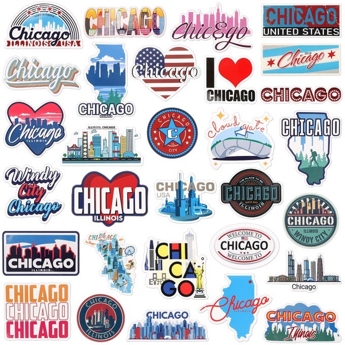 30 Pcs Chicago Souvenirs Gifts Chicago Magnet for Refrigerator City Magnetic Refrigerator Stickers for Home Decoration