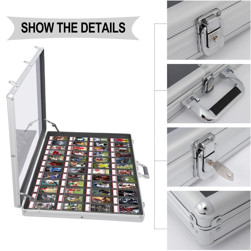 QTYORD Card Display Case, Aluminum Glass Display Case for Cards, XL Large Table Top Display Case with Lock, Portable Trade Show for Jewelry MTG Cards Collectible Cards - Image 3
