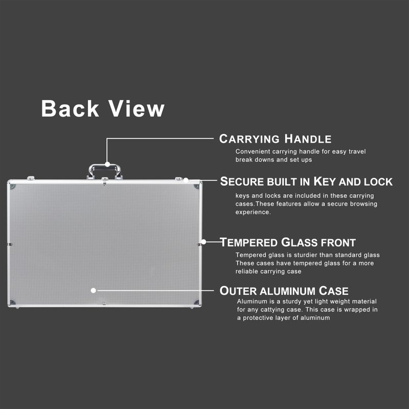 QTYORD Card Display Case, Aluminum Glass Display Case for Cards, XL Large Table Top Display Case with Lock, Portable Trade Show for Jewelry MTG Cards Collectible Cards - Image 4