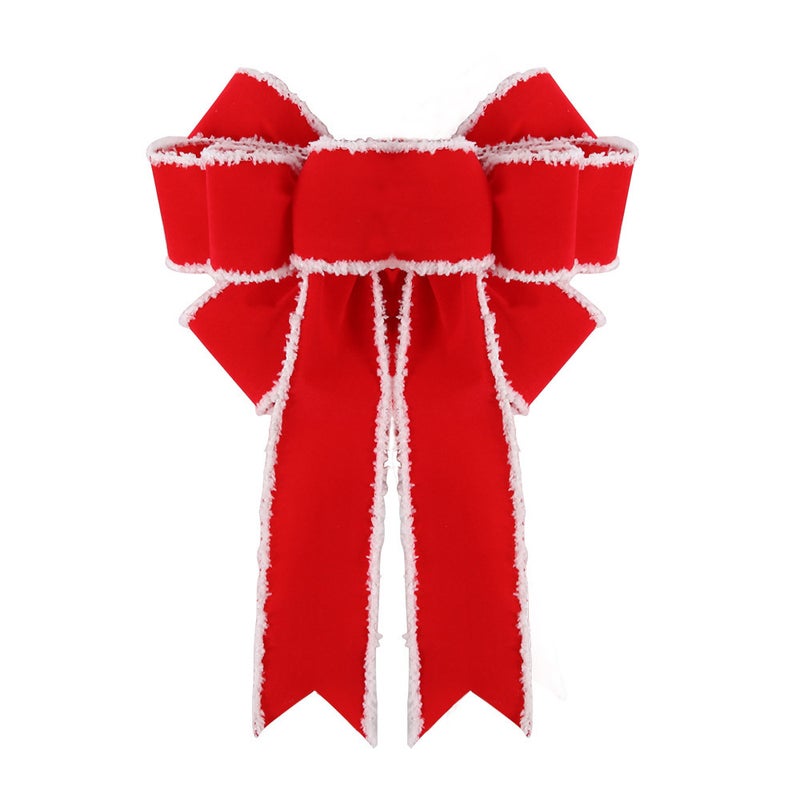 Double-Layer Red Velvet Large Christmas Bow Pendant Christmas Tree Decoration Handmade Ribbon Bow Pendant - Image 1