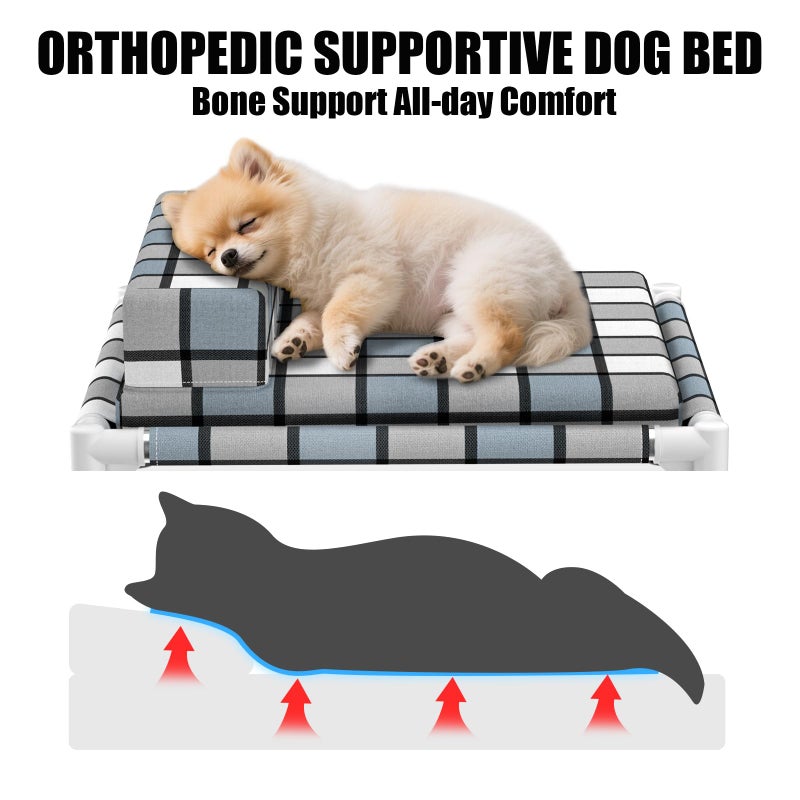 Caghash Elevated Raised Lifted Dog Bed Elevated Dogs Bed with Bolster & Cushion Mat Raised Pet Couch Bed with Pillow for Indoor Outdoor - Image 3