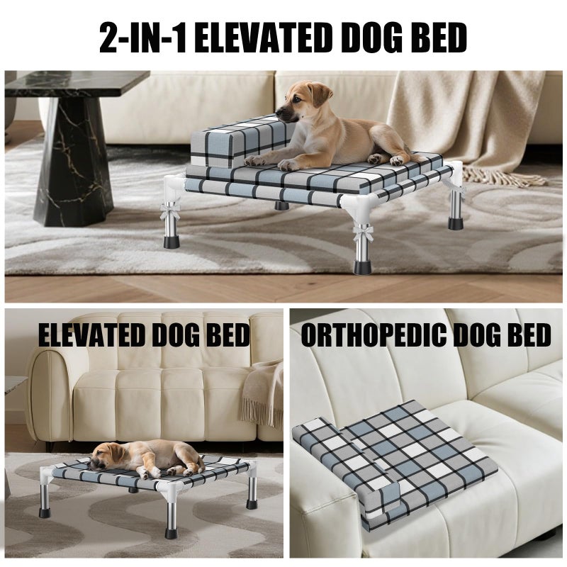 Caghash Elevated Raised Lifted Dog Bed Elevated Dogs Bed with Bolster & Cushion Mat Raised Pet Couch Bed with Pillow for Indoor Outdoor - Image 5