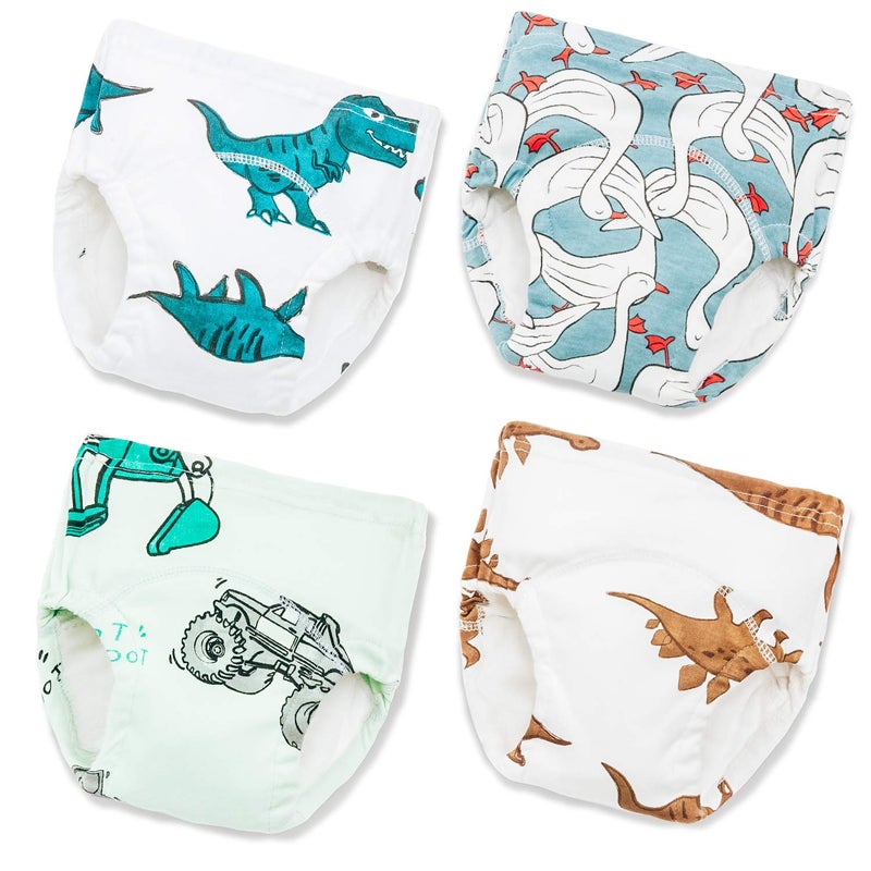 Joyo roy Soft Toddler Potty Training Underwear 5T 4 Packs 100% Cotton Reusable Absorbent Kid Confident Toilet Training Pants 4T-5T Boys Potty Training Sticker Chart Stretchable Waterproof Pee Pants - Image 1