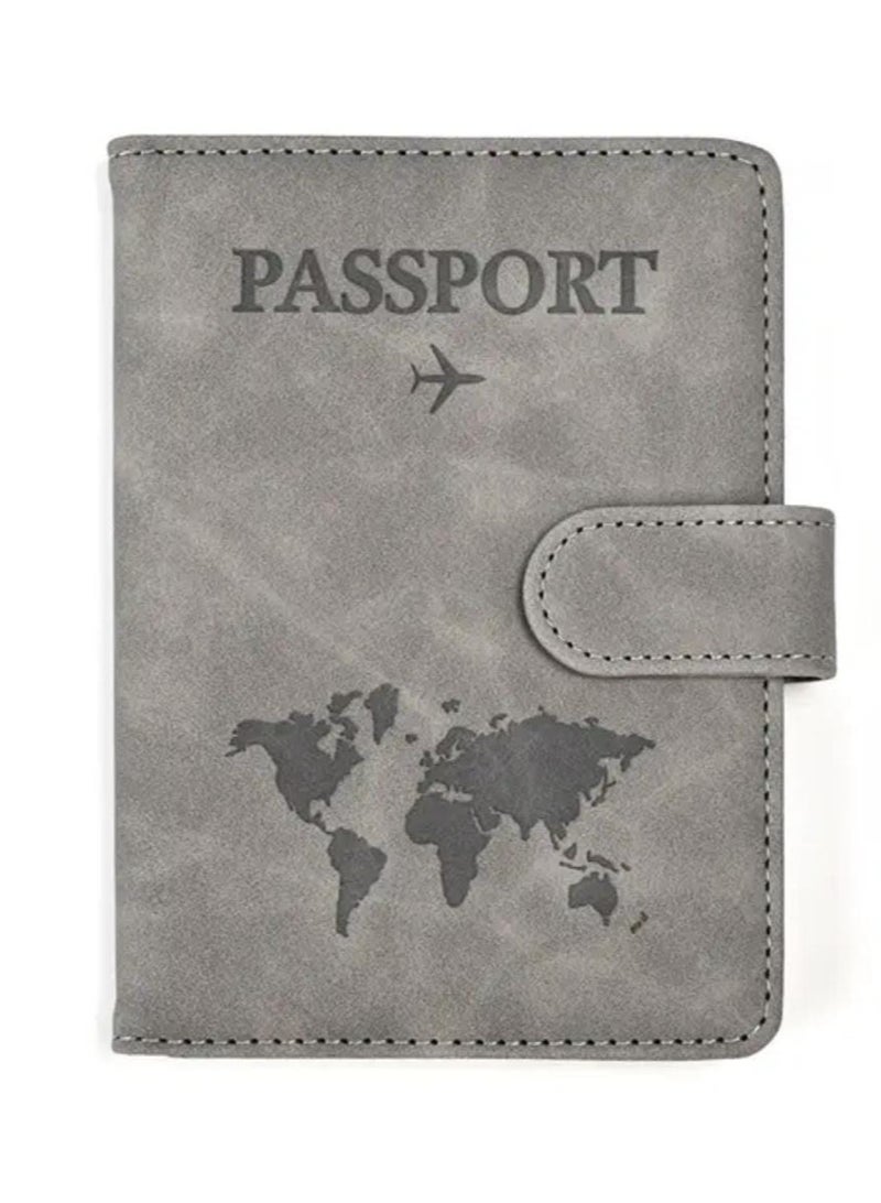 حامل جواز سفر لضروريات السفر، حافظة جواز سفر للإكسسوارات الضرورية للسفر، حامل جواز سفر للنساء والرجال (رمادي) - Image 1