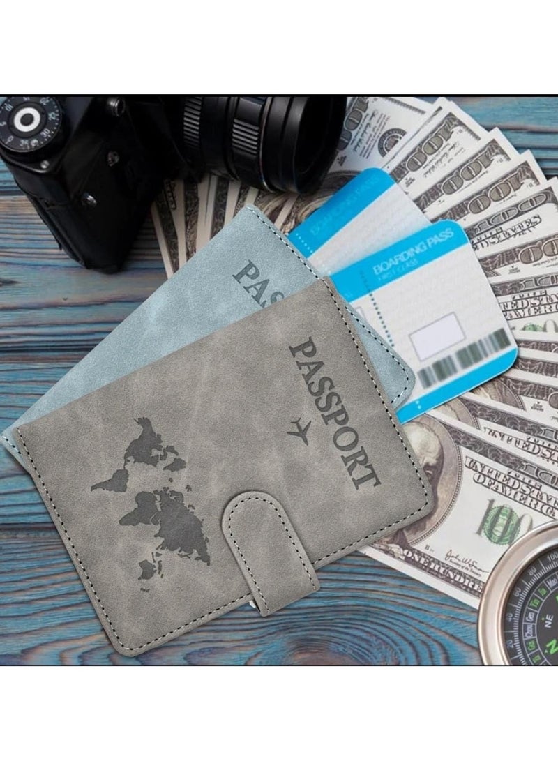 حامل جواز سفر لضروريات السفر، حافظة جواز سفر للإكسسوارات الضرورية للسفر، حامل جواز سفر للنساء والرجال (رمادي) - Image 3