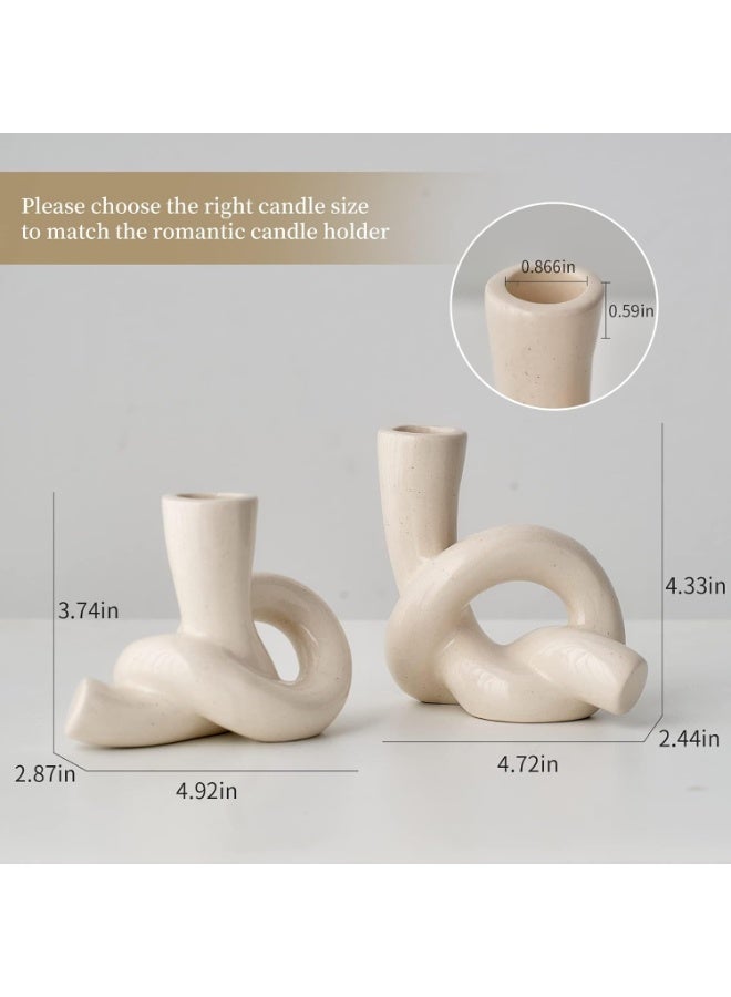 Relex Candle Holder, 2 Pcs Pretty Ceramic Candle Holder, Modern Abstract Art Candlestick Holder Set, Table Centerpiece Taper Candle Holders Decorations Home Decor (White) - Image 2