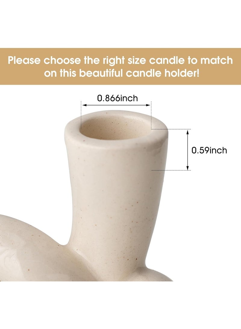 Relex Candle Holder, 2 Pcs Pretty Ceramic Candle Holder, Modern Abstract Art Candlestick Holder Set, Table Centerpiece Taper Candle Holders Decorations Home Decor (White) - Image 3