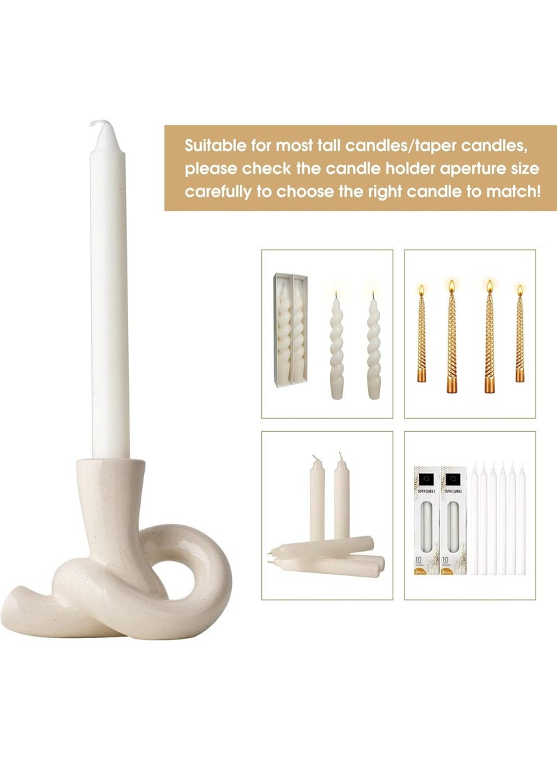Relex Candle Holder, 2 Pcs Pretty Ceramic Candle Holder, Modern Abstract Art Candlestick Holder Set, Table Centerpiece Taper Candle Holders Decorations Home Decor (White) - Image 5