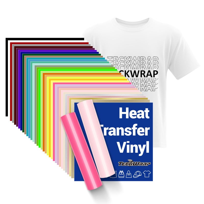 TECKWRAP Heat Transfer Vinyl 12 x 12 Sheets 33 Assorted Color HTV for DIY ClothingShirtsLogosHatsFabric Iron on Vinyl Compatible with Heat Press Craft Cutters