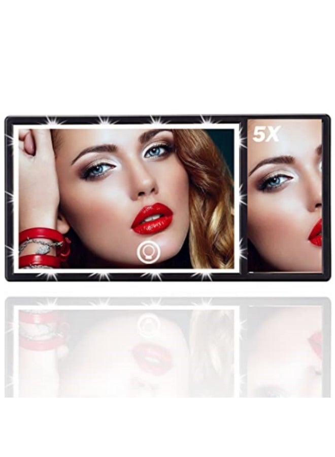 Car Visor Vanity Mirror, 5x Magnifying Makeup Mirror with 72 Lights Rechargeable LED Light Makeup Mirror - Image 1