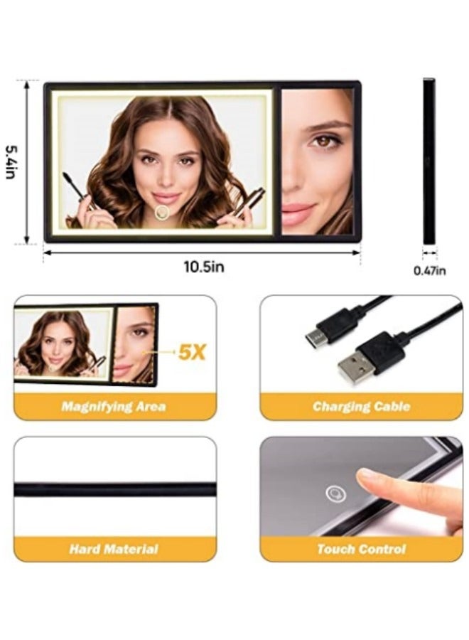 Car Visor Vanity Mirror, 5x Magnifying Makeup Mirror with 72 Lights Rechargeable LED Light Makeup Mirror - Image 3