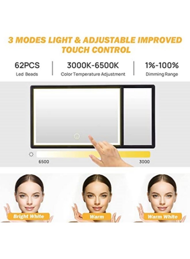 Car Visor Vanity Mirror, 5x Magnifying Makeup Mirror with 72 Lights Rechargeable LED Light Makeup Mirror - Image 2