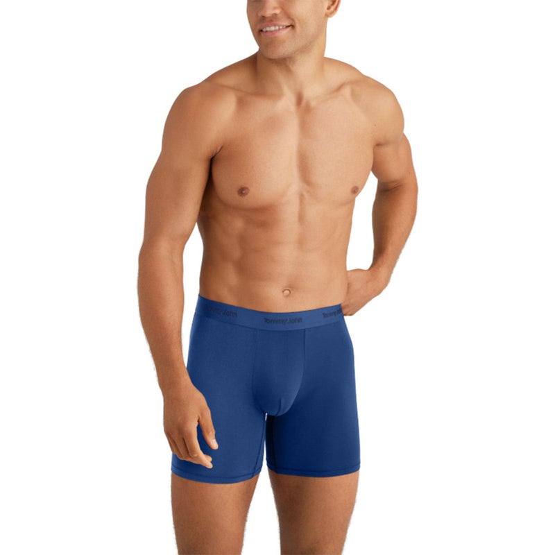 Tommy John Men's Luxe Modal 4" Trunk Boxer Brief Underwear 3-Pack, Blue Quartz/Dress Blues/Troposphere, Large - Image 2