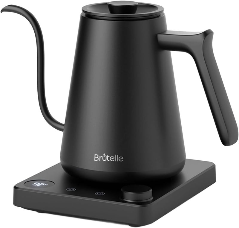 Brutelle Electric Gooseneck Kettle 0.8L V60 Coffee Kettle ±1℃ Temp Control, 2H Keep Warm 1200W Quick Heating, Stainless steel for Pour-over coffee Tea Matcha Black - Image 1
