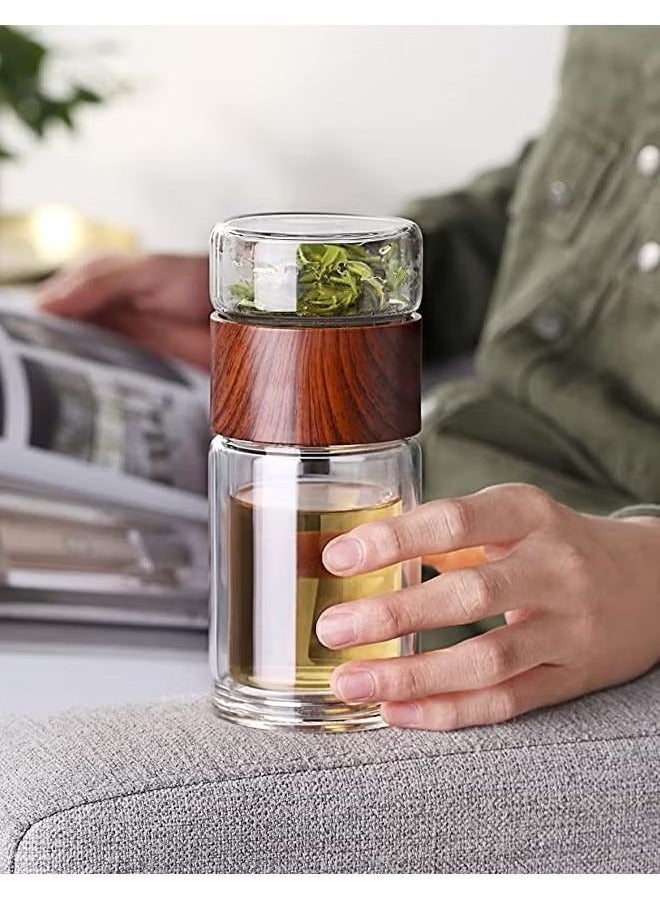 Glass Tea Infuser Bottle - 10oz Travel Mug with Double Wall Insulation, Leakproof Design, Stainless Steel Tea Strainer for Loose Leaf & Herbal Tea,Flower Herbal Tea Bags  - Image 3