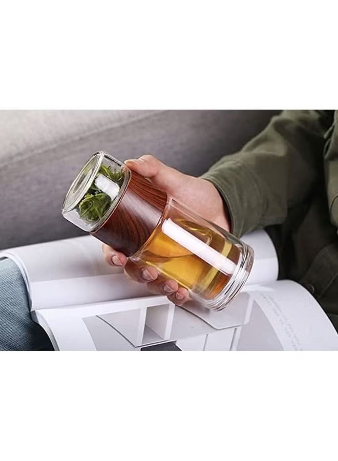 Glass Tea Infuser Bottle - 10oz Travel Mug with Double Wall Insulation, Leakproof Design, Stainless Steel Tea Strainer for Loose Leaf & Herbal Tea,Flower Herbal Tea Bags  - Image 4