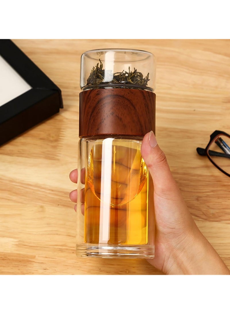 Glass Tea Infuser Bottle - 10oz Travel Mug with Double Wall Insulation, Leakproof Design, Stainless Steel Tea Strainer for Loose Leaf & Herbal Tea,Flower Herbal Tea Bags  - Image 5
