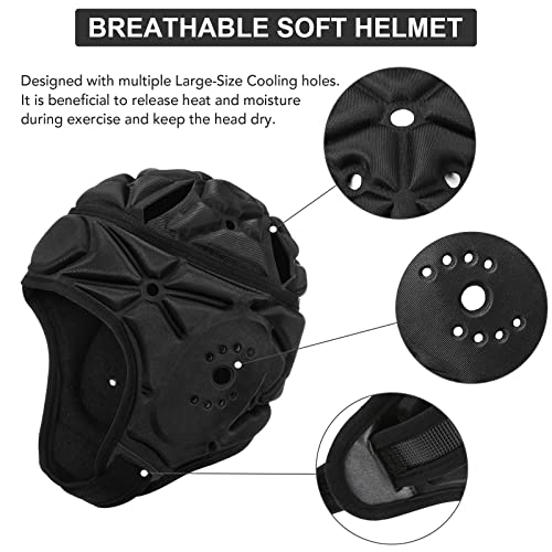Surlim Soft Helmet for Flag Football Scrum Cap Soft Shell Helmet Rugby Headgear for Youth Adults (Black Pro, Large) - Image 4