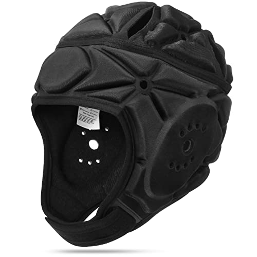 Surlim Soft Helmet for Flag Football Scrum Cap Soft Shell Helmet Rugby Headgear for Youth Adults (Black Pro, Large) - Image 1