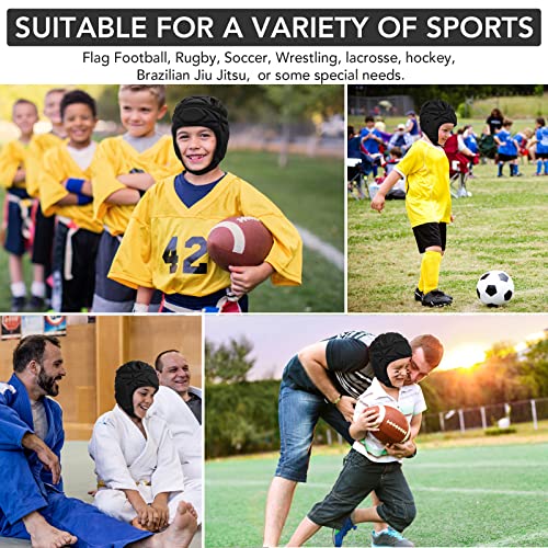 Surlim Soft Helmet for Flag Football Scrum Cap Soft Shell Helmet Rugby Headgear for Youth Adults (Black Pro, Large) - Image 5