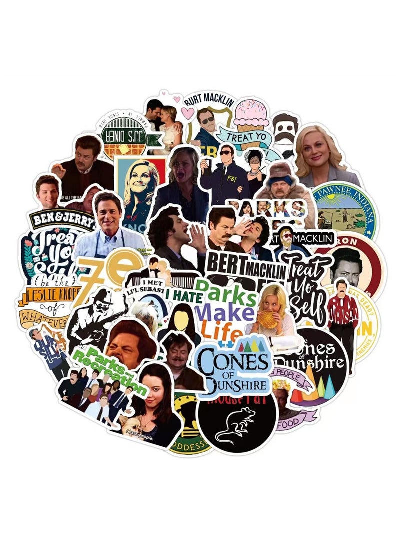 general 50-Piece Parks and Recreation Cute Vinyl Waterproof Sticker