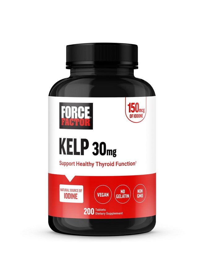 FORCE FACTOR Kelp for Iodine from Organic Kelp to Support Thyroid Health, Strengthen Immunity, and Digestion, Vegan, No Gelatin, Non-GMO 150mcg, 200 Tablets - Image 1