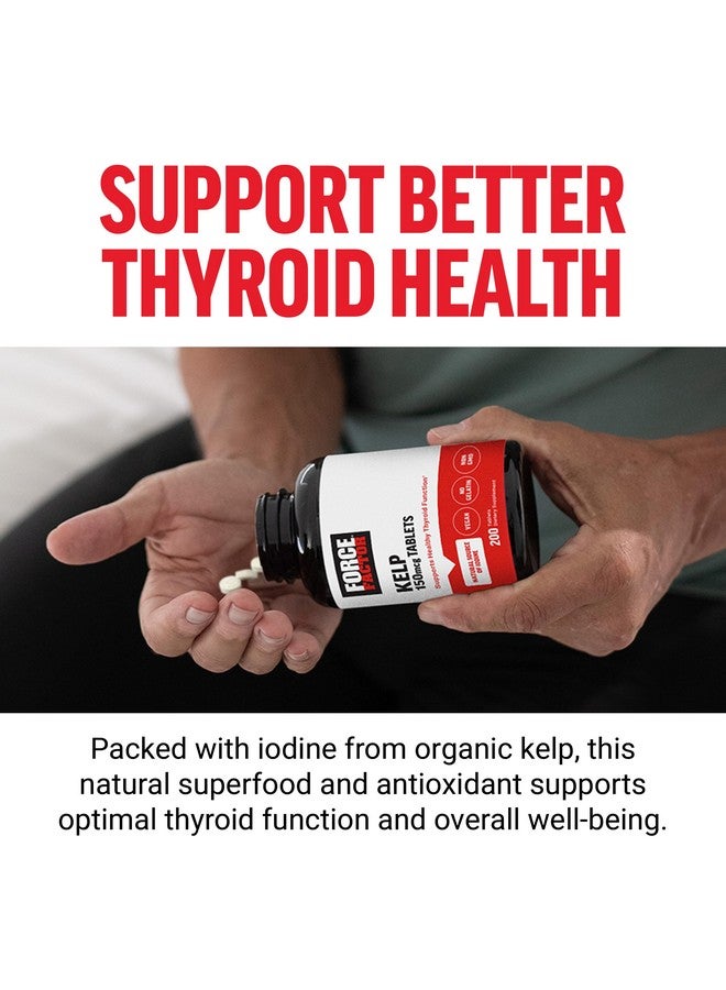 FORCE FACTOR Kelp for Iodine from Organic Kelp to Support Thyroid Health, Strengthen Immunity, and Digestion, Vegan, No Gelatin, Non-GMO 150mcg, 200 Tablets - Image 3