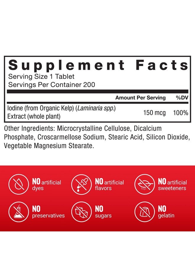 FORCE FACTOR Kelp for Iodine from Organic Kelp to Support Thyroid Health, Strengthen Immunity, and Digestion, Vegan, No Gelatin, Non-GMO 150mcg, 200 Tablets - Image 5
