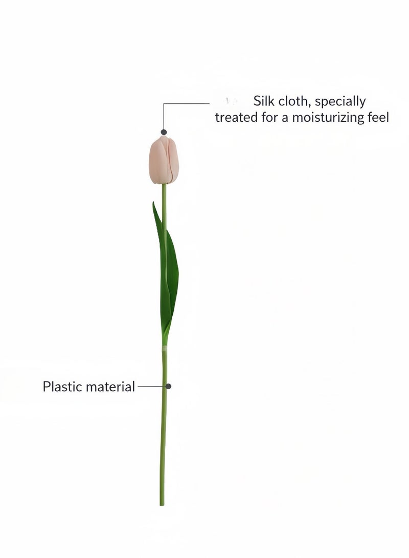 10pcs Super Real Touch Artificial Tulip Flowers – Mixed Color Variant (4 Pink + 3 Light Pink + 3 White) | 47.5cm Long Stem, Soft Moist Texture | Ideal for Home/Wedding/Party/Office Decor - Image 3