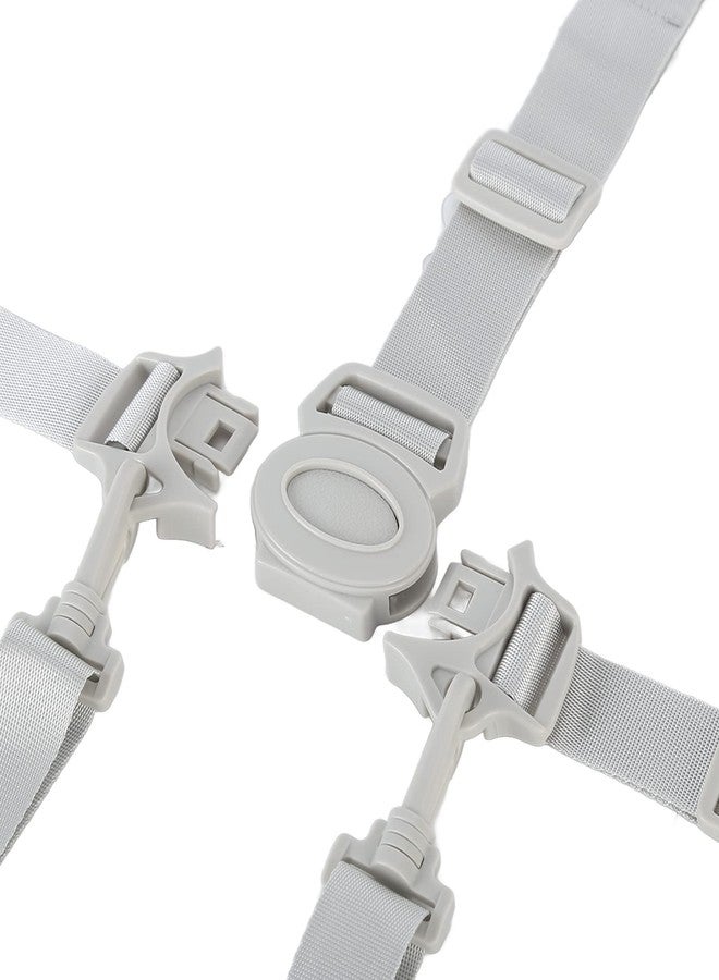 Jiawu 5 Point Baby Safety Strap Belt, Adjustable Universal Replacement High Chair Straps Harness Straps, Sturdy and Comfort Material for Pushchair, Stroller, Easy to Use(Gray Button 5-Point Strap) - Image 5