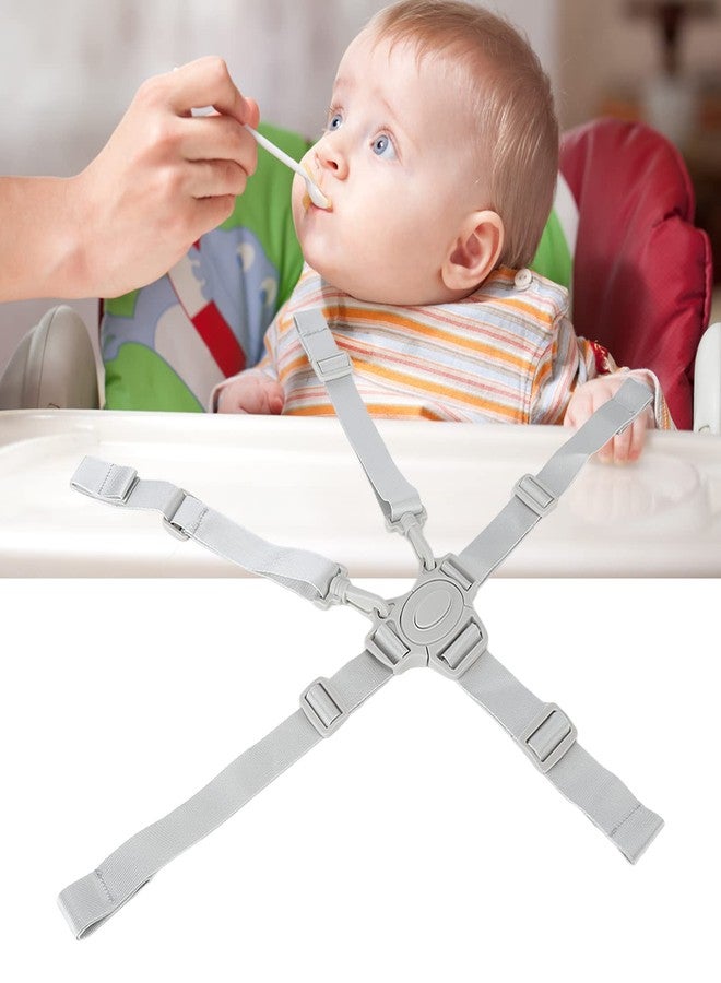 Jiawu 5 Point Baby Safety Strap Belt, Adjustable Universal Replacement High Chair Straps Harness Straps, Sturdy and Comfort Material for Pushchair, Stroller, Easy to Use(Gray Button 5-Point Strap) - Image 3