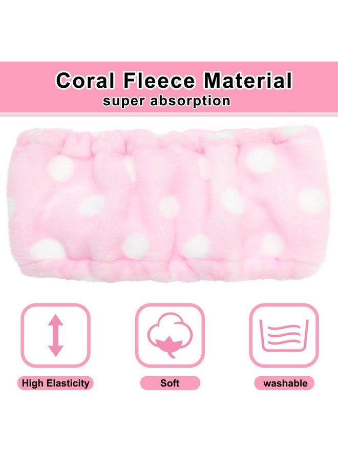 Shintop Hintop Women Fashion Lovely Soft Carol Fleece Bowknot Bow Makeup Cosmetic Shower Elastic Hair Band Hairlace Headband (Pink Polka Dots) - Image 5