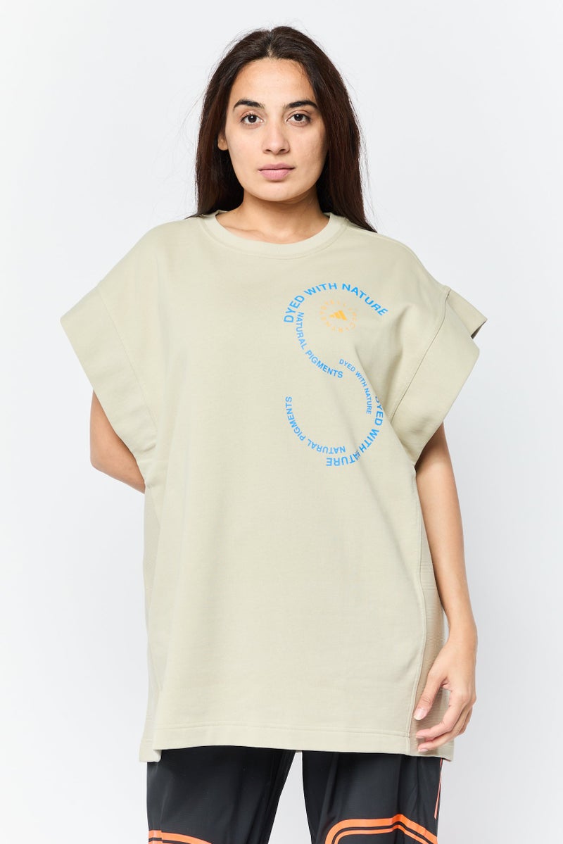 Adidas by Stella McCartney Women Sportswear Fit Cap Sleeves Outdoor Top, Beige - Image 1