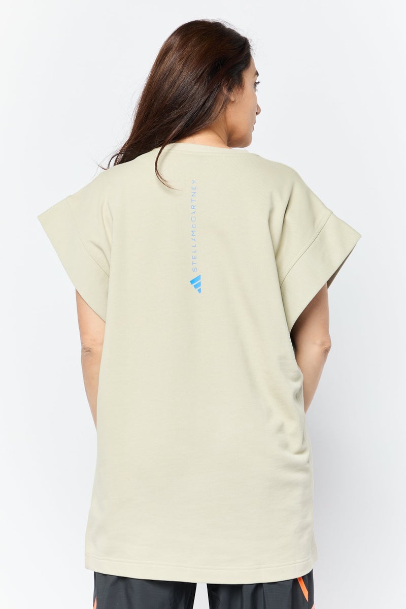 Adidas by Stella McCartney Women Sportswear Fit Cap Sleeves Outdoor Top, Beige - Image 4