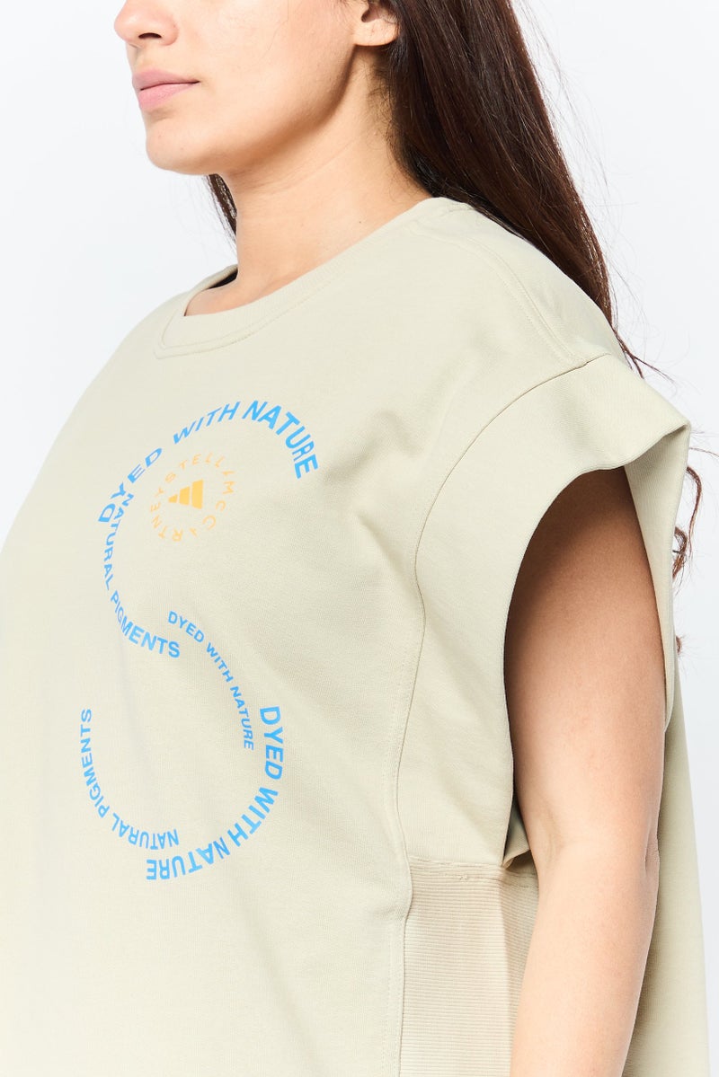 Adidas by Stella McCartney Women Sportswear Fit Cap Sleeves Outdoor Top, Beige - Image 3