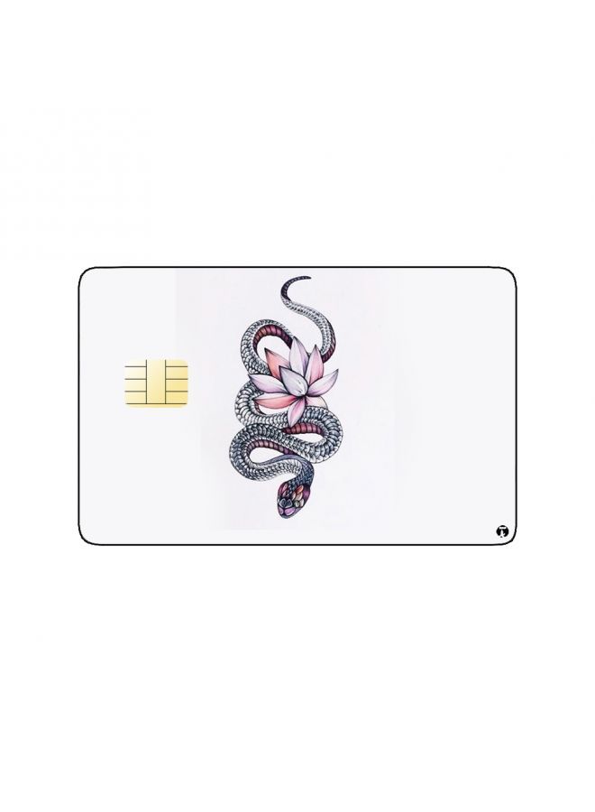 RKN PRINTED BANK CARD STICKER Aesthetic Snake Drawing With Flower - Image 1