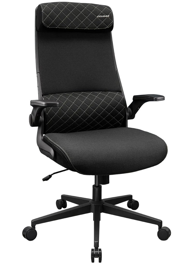 Cougar STRYDER Ergonomic Gaming Chair with Adjustable Headrest, Lumbar Support, Multi-Density Foam Seat, Flip-Up Armrests, Breathable Fabric, Heavy-Duty Base & Smooth Casters, Office & Gaming Chair, Black | 3MSTDBLB.0001 - Image 2