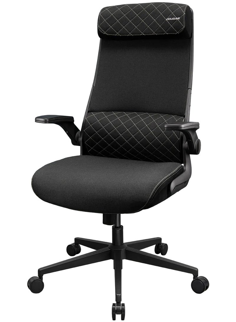 Cougar STRYDER Ergonomic Gaming Chair with Adjustable Headrest, Lumbar Support, Multi-Density Foam Seat, Flip-Up Armrests, Breathable Fabric, Heavy-Duty Base & Smooth Casters, Office & Gaming Chair, Black | 3MSTDBLB.0001 - Image 3
