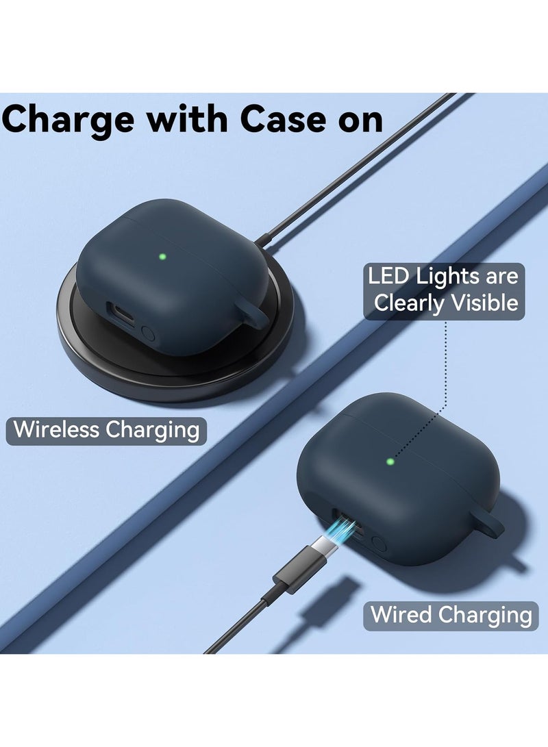 Silicone Protective  Case Cover for Samsung Galaxy Buds 3/Galaxy Buds 3 Pro with Keychain  (Blue) - Image 4