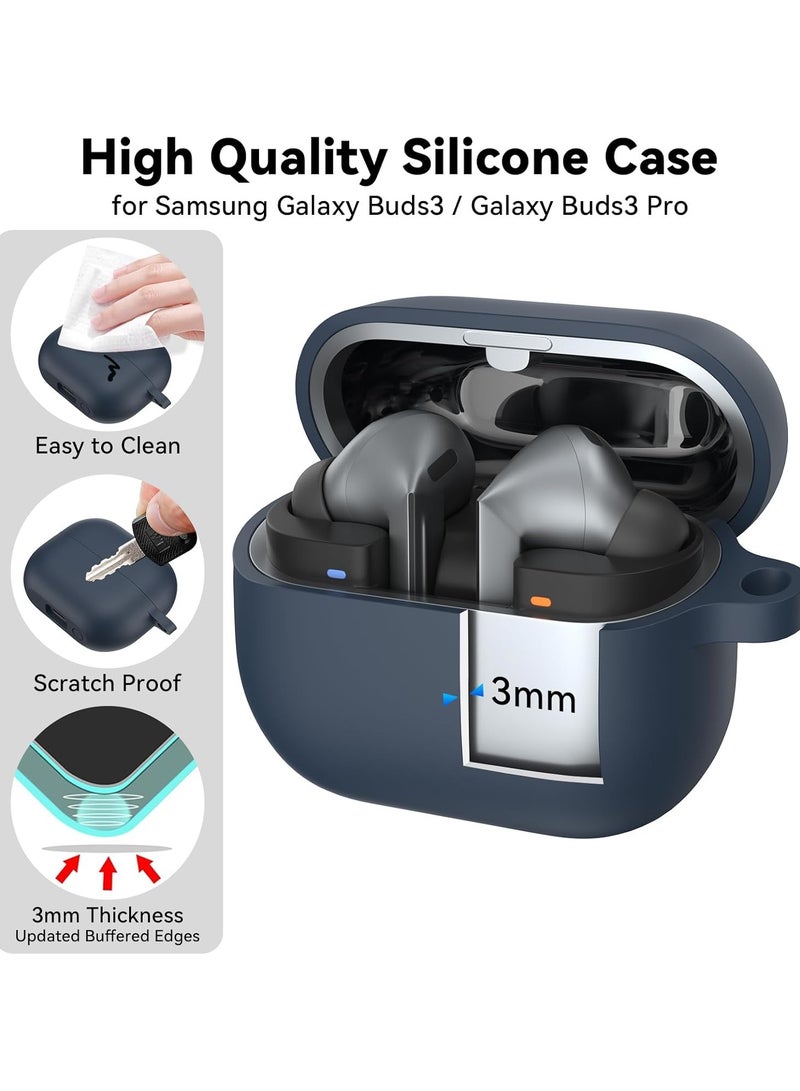 Silicone Protective  Case Cover for Samsung Galaxy Buds 3/Galaxy Buds 3 Pro with Keychain  (Blue) - Image 3