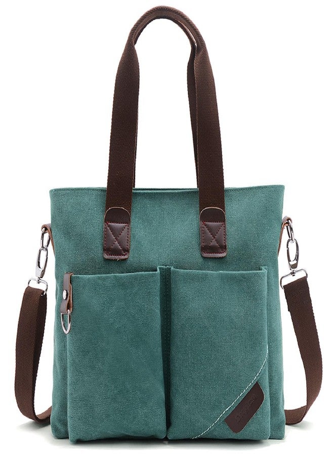 ToLFE Women Top Handle Satchel Handbags Tote Purse Shoulder Bag (Medium: (L) 13.78" x(W) 3.94" x(H) 11.02", Green) - Image 2