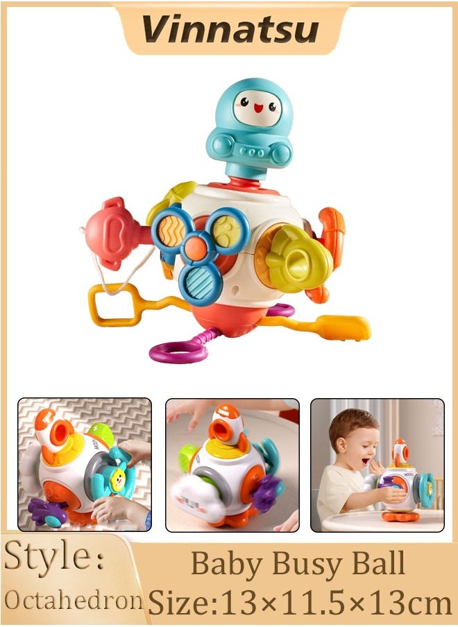 Vinnatsu Vinnatsu Activity Cube for Baby Montessori Toys Sensory Pull String Shape Sorter Baby Toys Baby Gift Montessori Sensory Toys Travel Activities Busy Board Cube - Baby Gifts for 0-3 Year Old Infant Boys Girls -  Educational Learning(Octahedron)  - Image 1