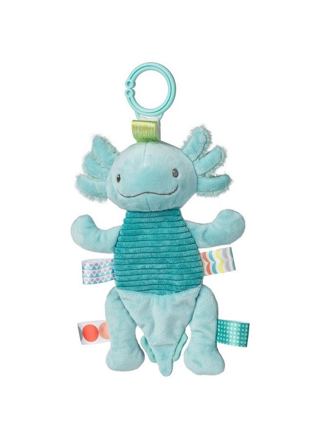 Taggies Baby Rattle with Crinkle Paper Activity Toy with Sensory Tags, 9-Inches, Fizzy Aqua Axolotl