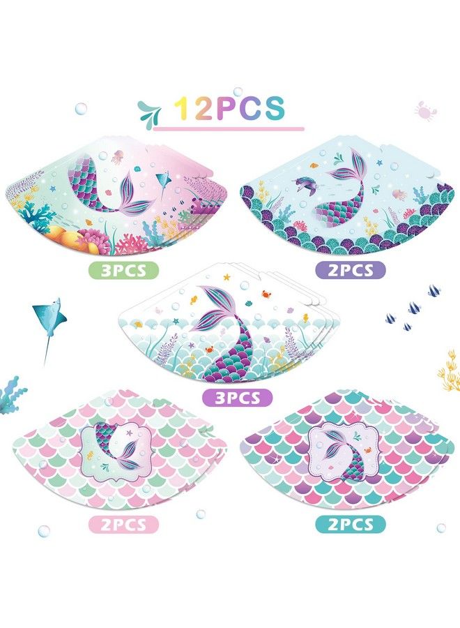 Wernnsai 12 Pieces Mermaid Party Hat Mermaid Birthday Party Supplies For Girls Kids Mermaid Theme Party Cone Hat Fun Art Craft Paper Party Hats In 5 Style - Image 4
