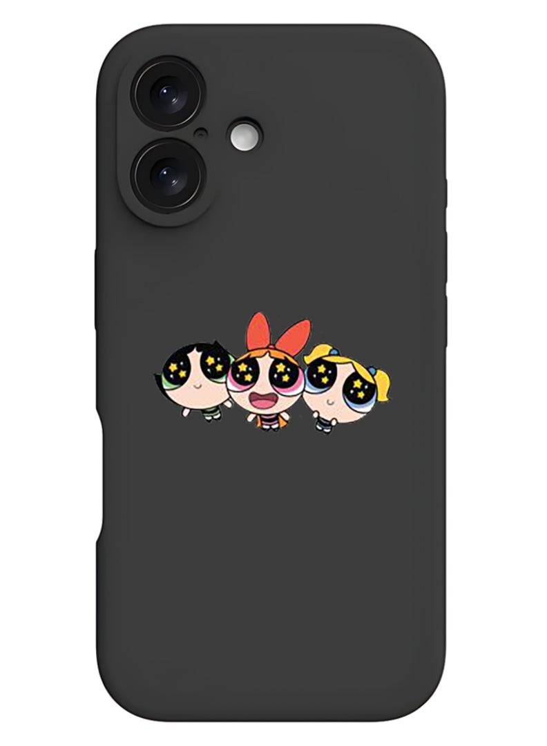 Theodor iPhone 16 Black Protective Slim Fit Case Liquid Silicone Cover with Full Body Protection Anti-Scratch Shockproof Case For iPhone - Super girls - Image 1