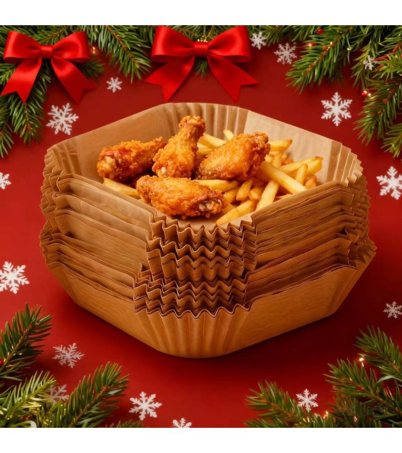 500pcs Brownish Yellow Air Fryer Gasket Disposable Baking Paper Pads Non-Stick - Image 4