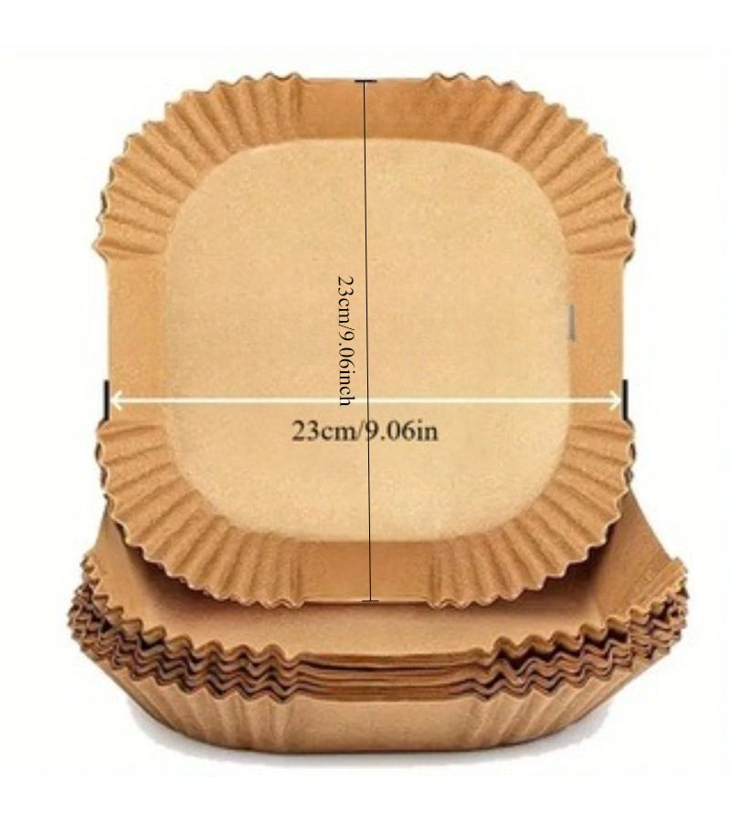 500pcs Brownish Yellow Air Fryer Gasket Disposable Baking Paper Pads Non-Stick - Image 5
